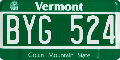 VT license plate BYG524