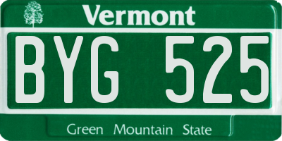 VT license plate BYG525