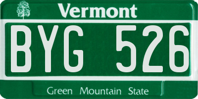 VT license plate BYG526