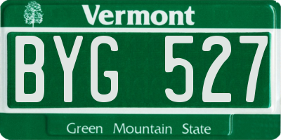 VT license plate BYG527