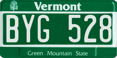 VT license plate BYG528