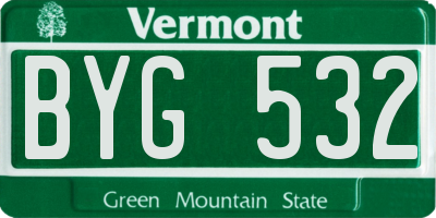 VT license plate BYG532