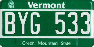 VT license plate BYG533