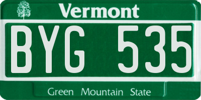 VT license plate BYG535