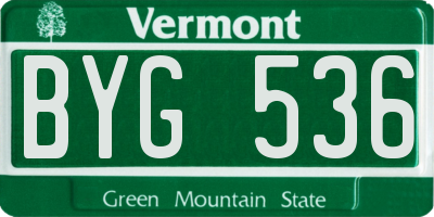 VT license plate BYG536