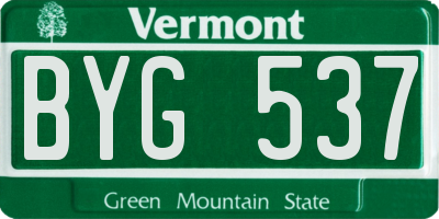 VT license plate BYG537