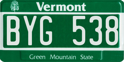 VT license plate BYG538