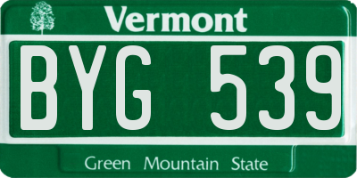 VT license plate BYG539
