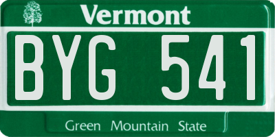 VT license plate BYG541