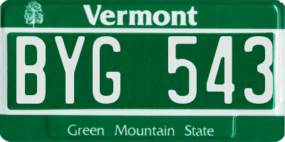 VT license plate BYG543
