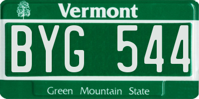 VT license plate BYG544