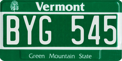 VT license plate BYG545