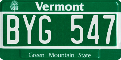 VT license plate BYG547