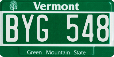 VT license plate BYG548