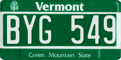 VT license plate BYG549
