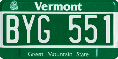 VT license plate BYG551