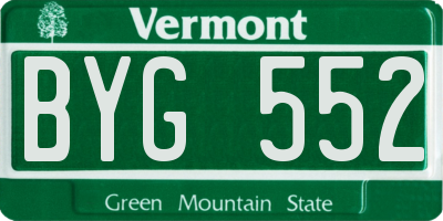 VT license plate BYG552