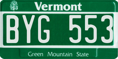 VT license plate BYG553
