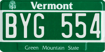 VT license plate BYG554