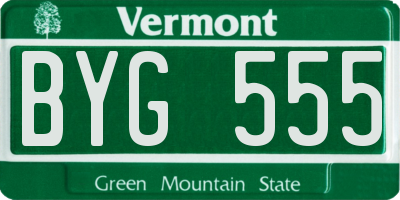VT license plate BYG555