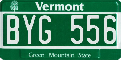 VT license plate BYG556