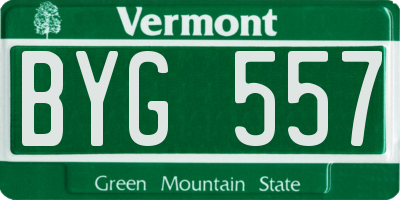 VT license plate BYG557
