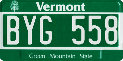 VT license plate BYG558