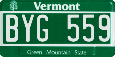 VT license plate BYG559