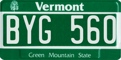 VT license plate BYG560