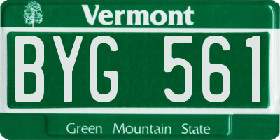 VT license plate BYG561