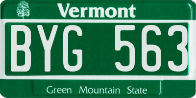 VT license plate BYG563