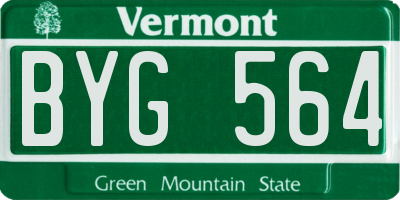 VT license plate BYG564