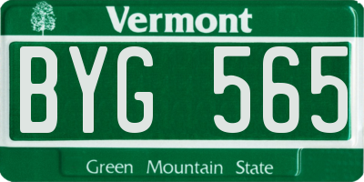 VT license plate BYG565