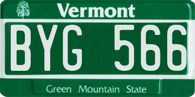 VT license plate BYG566