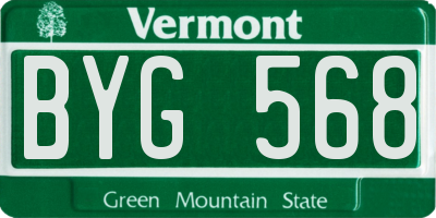 VT license plate BYG568