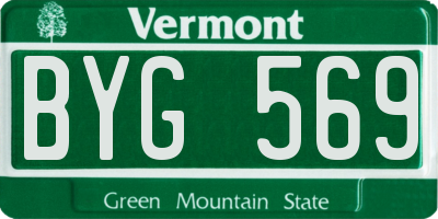 VT license plate BYG569