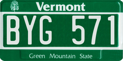 VT license plate BYG571