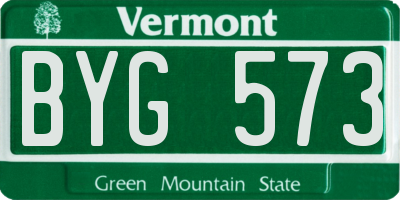VT license plate BYG573