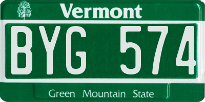 VT license plate BYG574