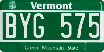 VT license plate BYG575