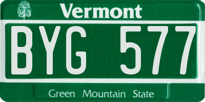 VT license plate BYG577