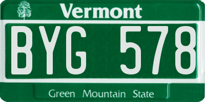 VT license plate BYG578