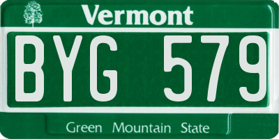 VT license plate BYG579