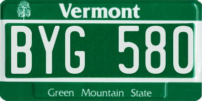VT license plate BYG580