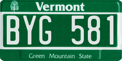 VT license plate BYG581