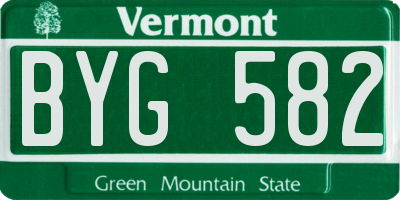 VT license plate BYG582