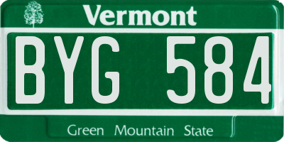 VT license plate BYG584