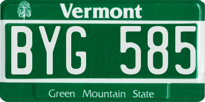 VT license plate BYG585