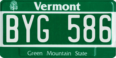 VT license plate BYG586