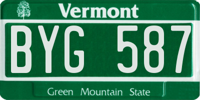 VT license plate BYG587